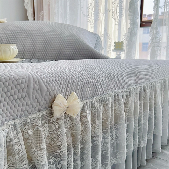 91家纺网 家纺一手货源 找家纺 恋尚羽家纺 2026新款高分子PE凉泡泡大床裙凉感席波浪冰豆豆凉席席子三件套-蝴蝶结系列 蝴蝶结-灰色