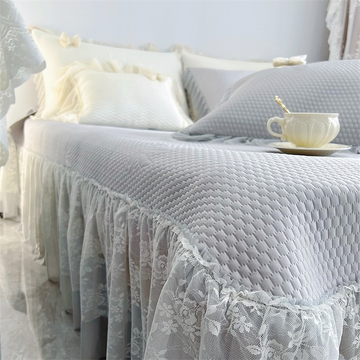 91家纺网 家纺一手货源 找家纺 恋尚羽家纺 2026新款高分子PE凉泡泡大床裙凉感席波浪冰豆豆凉席席子三件套-蝴蝶结系列 蝴蝶结-灰色