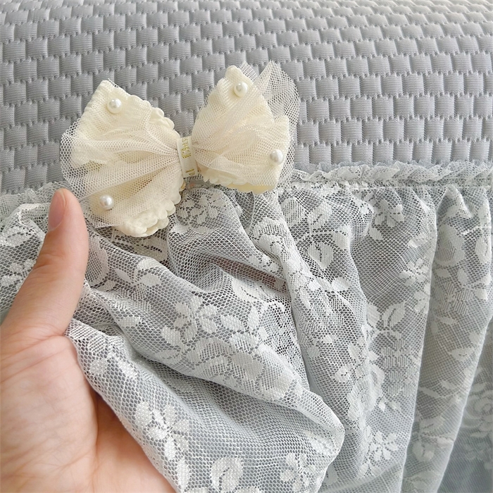 91家纺网 家纺一手货源 找家纺 恋尚羽家纺 2026新款高分子PE凉泡泡大床裙凉感席波浪冰豆豆凉席席子三件套-蝴蝶结系列 蝴蝶结-灰色