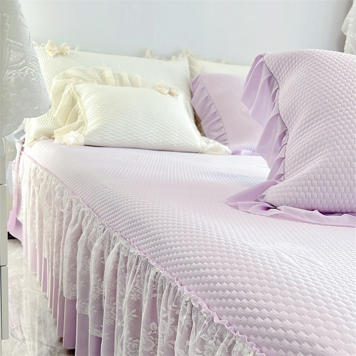 91家纺网 家纺一手货源 找家纺 恋尚羽家纺 2026新款高分子PE凉泡泡大床裙凉感席波浪冰豆豆凉席席子三件套-蝴蝶结系列 蝴蝶结-紫色