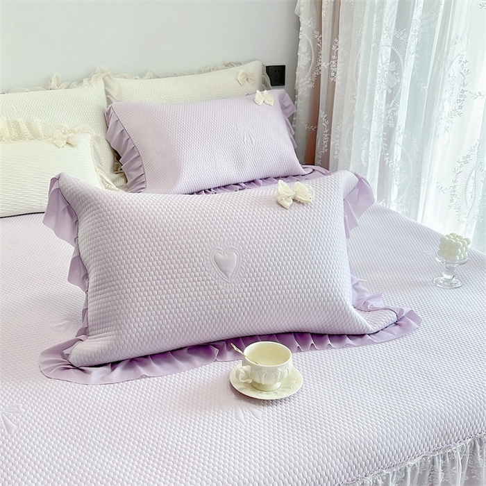 91家纺网 家纺一手货源 找家纺 恋尚羽家纺 2026新款高分子PE凉泡泡大床裙凉感席波浪冰豆豆凉席席子三件套-蝴蝶结系列 蝴蝶结-紫色