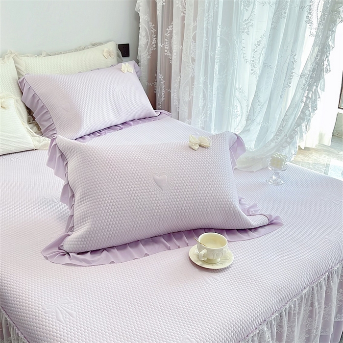 91家纺网 家纺一手货源 找家纺 恋尚羽家纺 2026新款高分子PE凉泡泡大床裙凉感席波浪冰豆豆凉席席子三件套-蝴蝶结系列 蝴蝶结-紫色