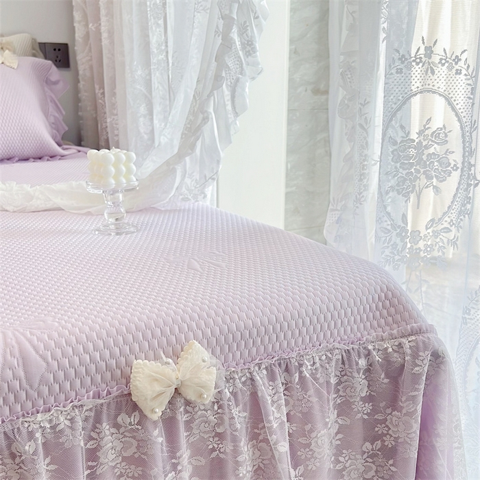 91家纺网 家纺一手货源 找家纺 恋尚羽家纺 2026新款高分子PE凉泡泡大床裙凉感席波浪冰豆豆凉席席子三件套-蝴蝶结系列 蝴蝶结-紫色