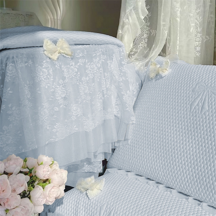 91家纺网 家纺一手货源 找家纺 恋尚羽家纺 2026新款高分子PE凉泡泡大床裙凉感席波浪冰豆豆凉席席子三件套-蝴蝶结系列 蝴蝶结-蓝色