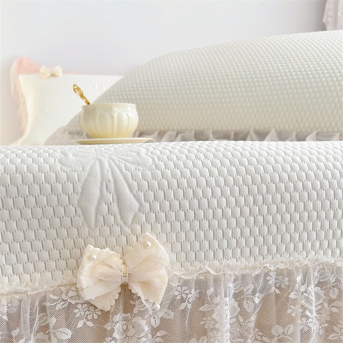 91家纺网 家纺一手货源 找家纺 恋尚羽家纺 2026新款高分子PE凉泡泡大床裙凉感席波浪冰豆豆凉席席子三件套-蝴蝶结系列 蝴蝶结-米白色