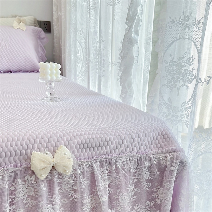 91家纺网 家纺一手货源 找家纺 恋尚羽家纺 2026新款高分子PE凉泡泡大床裙凉感席波浪冰豆豆凉席席子三件套-蝴蝶结系列 蝴蝶结-紫色