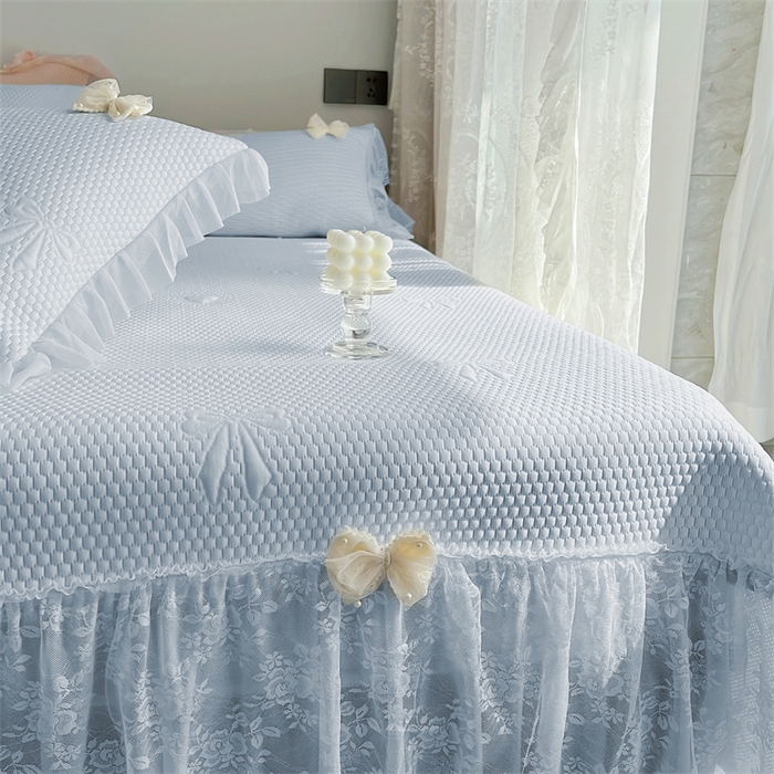 91家纺网 家纺一手货源 找家纺 恋尚羽家纺 2026新款高分子PE凉泡泡大床裙凉感席波浪冰豆豆凉席席子三件套-蝴蝶结系列 蝴蝶结-蓝色