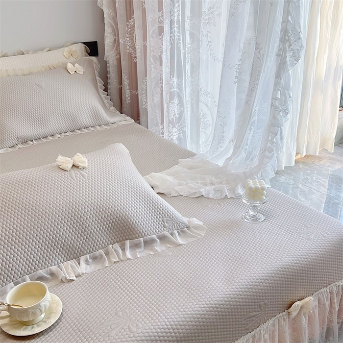 91家纺网 家纺一手货源 找家纺 恋尚羽家纺 2026新款高分子PE凉泡泡大床裙凉感席波浪冰豆豆凉席席子三件套-蝴蝶结系列 蝴蝶结-咖色