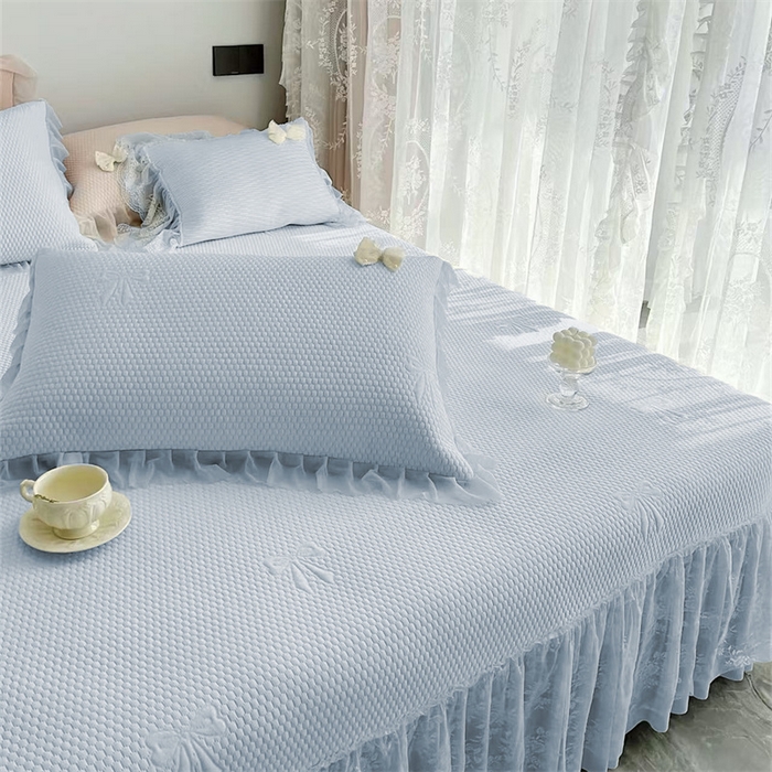 91家纺网 家纺一手货源 找家纺 恋尚羽家纺 2026新款高分子PE凉泡泡大床裙凉感席波浪冰豆豆凉席席子三件套-蝴蝶结系列 蝴蝶结-蓝色