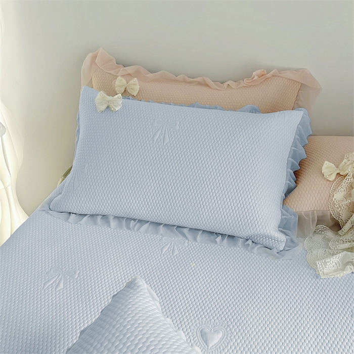 91家纺网 家纺一手货源 找家纺 恋尚羽家纺 2026新款高分子PE凉泡泡大床裙凉感席波浪冰豆豆凉席席子三件套-蝴蝶结系列 蝴蝶结-蓝色