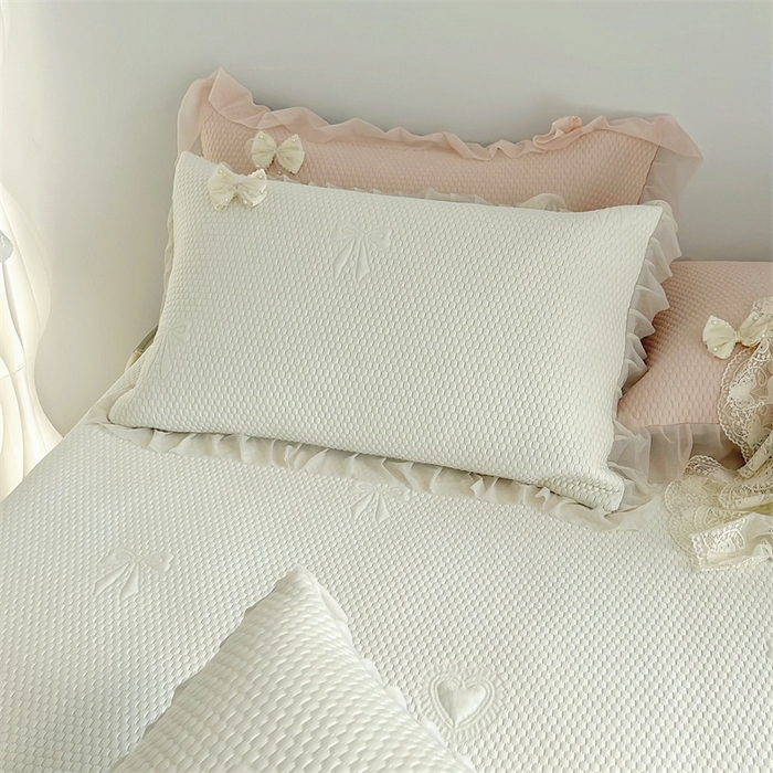 91家纺网 家纺一手货源 找家纺 恋尚羽家纺 2026新款高分子PE凉泡泡大床裙凉感席波浪冰豆豆凉席席子三件套-蝴蝶结系列 蝴蝶结-米白色