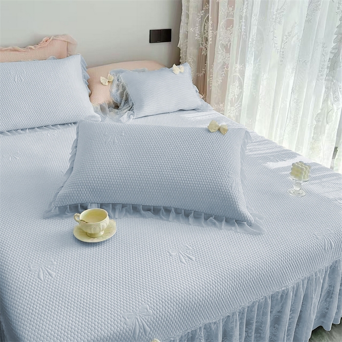 91家纺网 家纺一手货源 找家纺 恋尚羽家纺 2026新款高分子PE凉泡泡大床裙凉感席波浪冰豆豆凉席席子三件套-蝴蝶结系列 蝴蝶结-蓝色