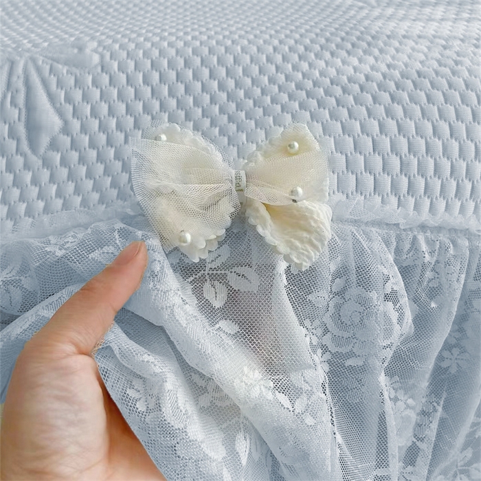 91家纺网 家纺一手货源 找家纺 恋尚羽家纺 2026新款高分子PE凉泡泡大床裙凉感席波浪冰豆豆凉席席子三件套-蝴蝶结系列 蝴蝶结-蓝色