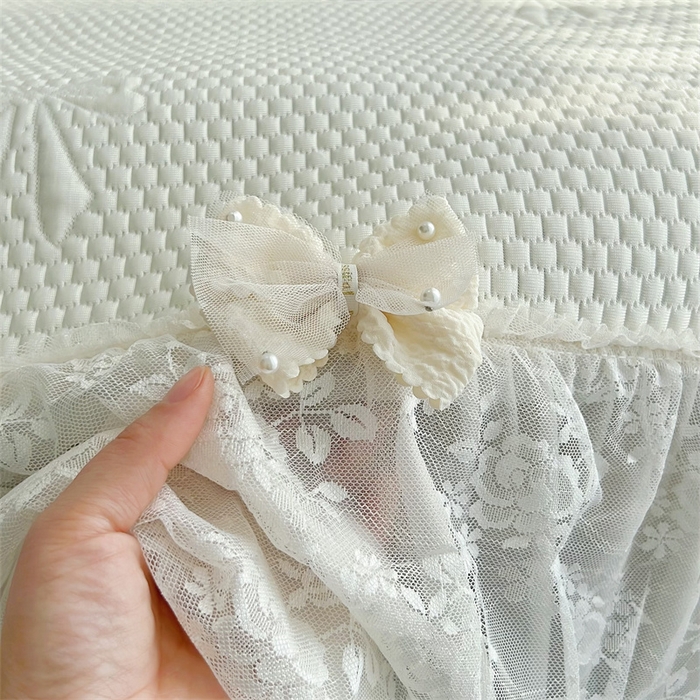 91家纺网 家纺一手货源 找家纺 恋尚羽家纺 2026新款高分子PE凉泡泡大床裙凉感席波浪冰豆豆凉席席子三件套-蝴蝶结系列 蝴蝶结-米白色