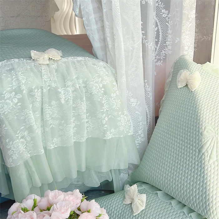 91家纺网 家纺一手货源 找家纺 恋尚羽家纺 2026新款高分子PE凉泡泡大床裙凉感席波浪冰豆豆凉席席子三件套-蝴蝶结系列 蝴蝶结-绿色
