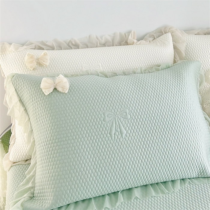 91家纺网 家纺一手货源 找家纺 恋尚羽家纺 2026新款高分子PE凉泡泡大床裙凉感席波浪冰豆豆凉席席子三件套-蝴蝶结系列 蝴蝶结-绿色