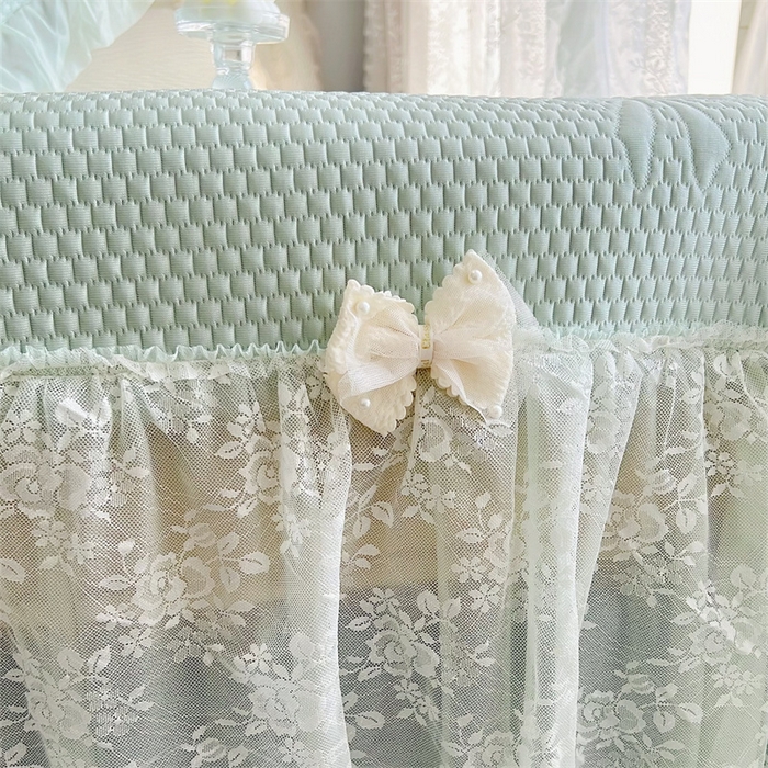 91家纺网 家纺一手货源 找家纺 恋尚羽家纺 2026新款高分子PE凉泡泡大床裙凉感席波浪冰豆豆凉席席子三件套-蝴蝶结系列 蝴蝶结-绿色