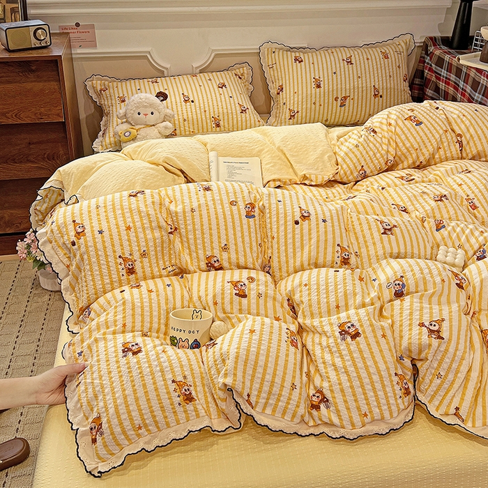 91家纺网 家纺一手货源 找家纺 梦莱斯 2026新款印花夏被四件套 可爱星星人