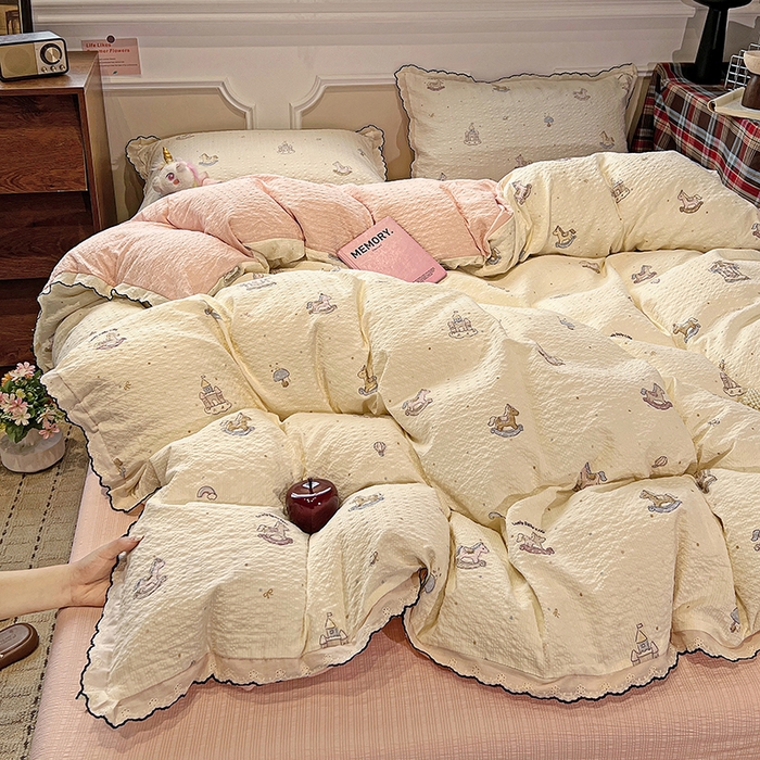 91家纺网 家纺一手货源 找家纺 梦莱斯 2026新款印花夏被四件套 旋转木马