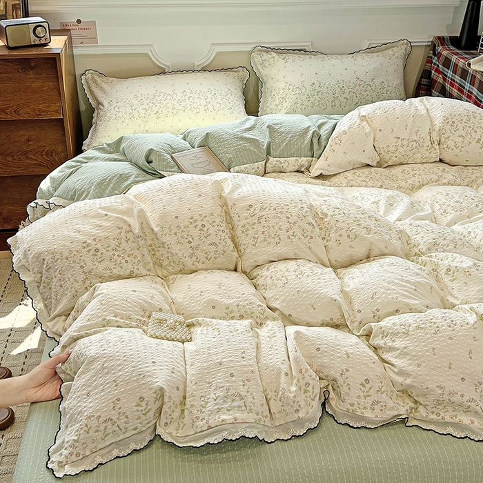 91家纺网 家纺一手货源 找家纺 梦莱斯 2026新款印花夏被四件套 春意盎然