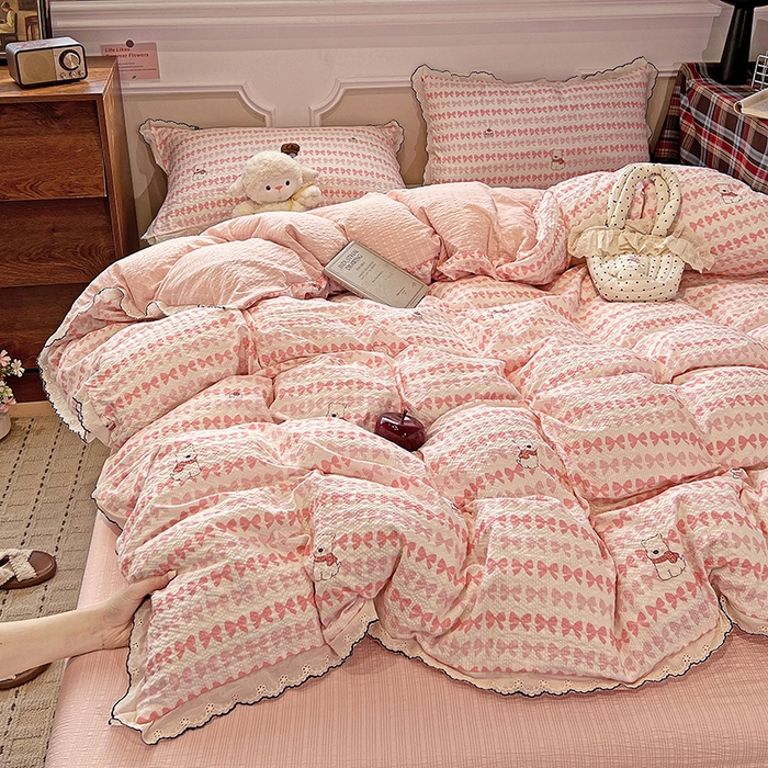 91家纺网 家纺一手货源 找家纺 梦莱斯 2026新款印花夏被四件套 泡芙小狗