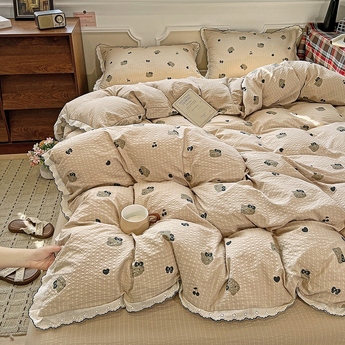 91家纺网 家纺一手货源 找家纺 梦莱斯 2026新款印花夏被四件套 可爱Kitty