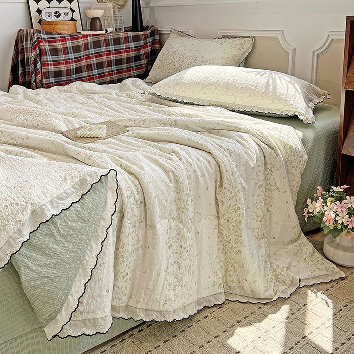 91家纺网 家纺一手货源 找家纺 梦莱斯 2026新款印花夏被四件套 春意盎然