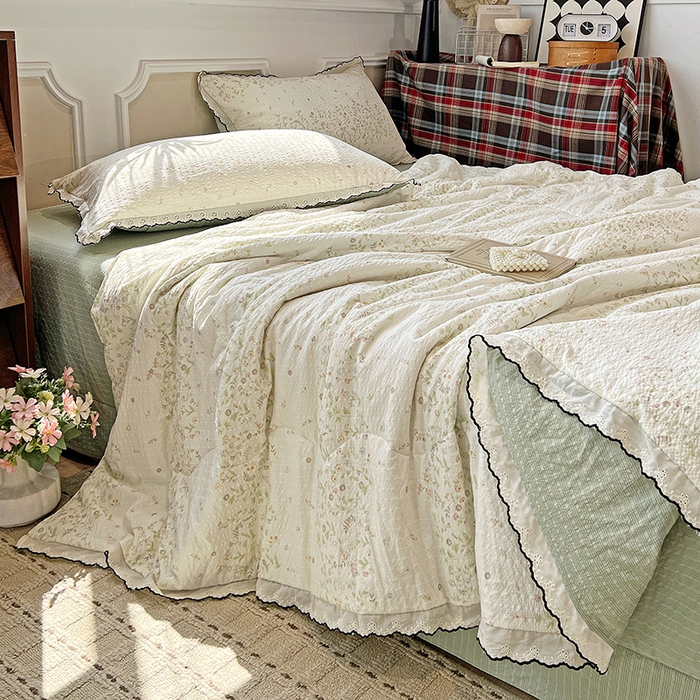 91家纺网 家纺一手货源 找家纺 梦莱斯 2026新款印花夏被四件套 春意盎然