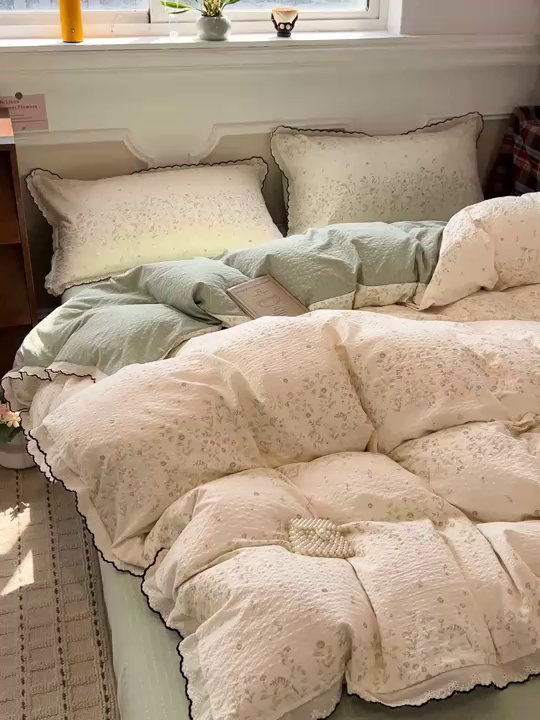 91家纺网 家纺一手货源 找家纺 梦莱斯 2026新款印花夏被四件套 春意盎然