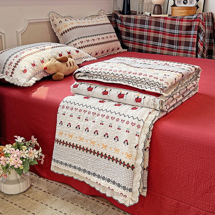 91家纺网 家纺一手货源 找家纺 梦莱斯 2026新款印花夏被四件套 费尔岛小狗