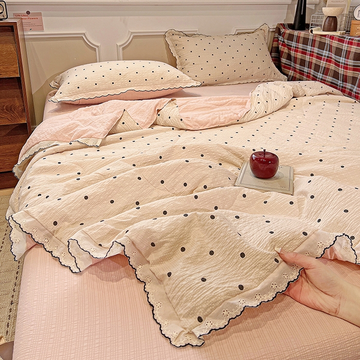梦莱斯 2026新款印花夏被四件套 粉波点