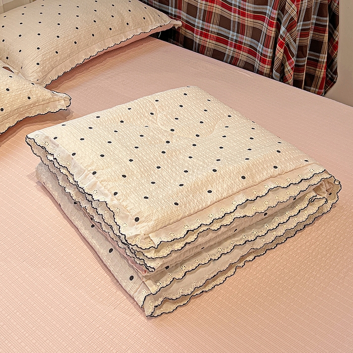 91家纺网 家纺一手货源 找家纺 梦莱斯 2026新款印花夏被四件套 粉波点