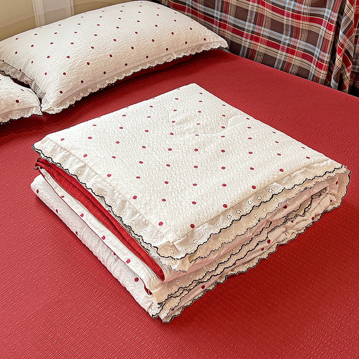 91家纺网 家纺一手货源 找家纺 梦莱斯 2026新款印花夏被四件套 红波点