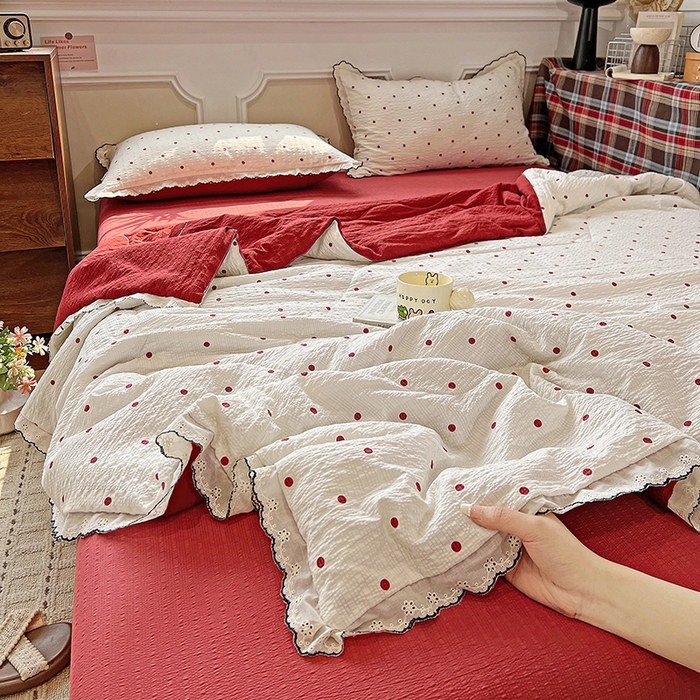梦莱斯 2026新款印花夏被四件套 红波点