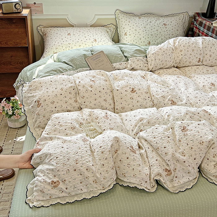 91家纺网 家纺一手货源 找家纺 梦莱斯 2026新款印花夏被四件套 花丛小马