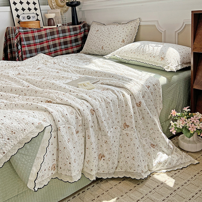 91家纺网 家纺一手货源 找家纺 梦莱斯 2026新款印花夏被四件套 花丛小马