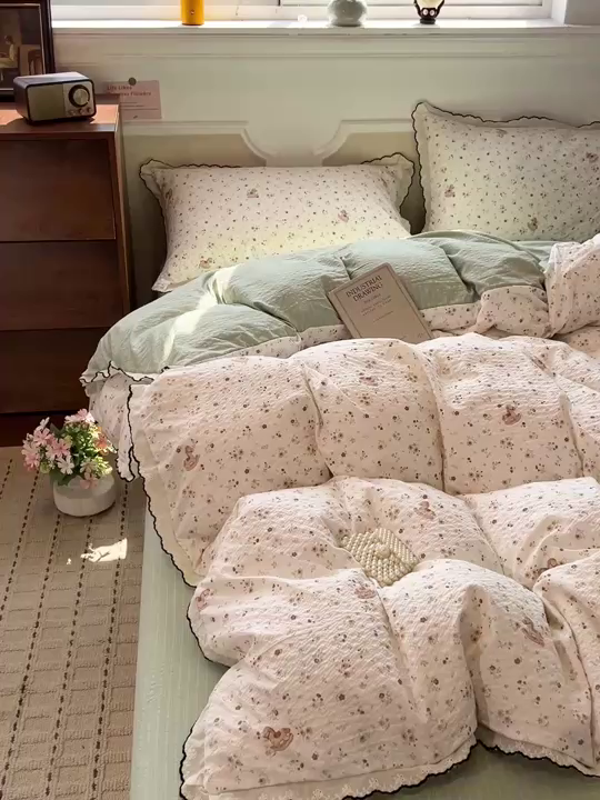 91家纺网 家纺一手货源 找家纺 梦莱斯 2026新款印花夏被四件套 花丛小马