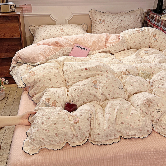 91家纺网 家纺一手货源 找家纺 梦莱斯 2026新款印花夏被四件套 欢乐猫咪