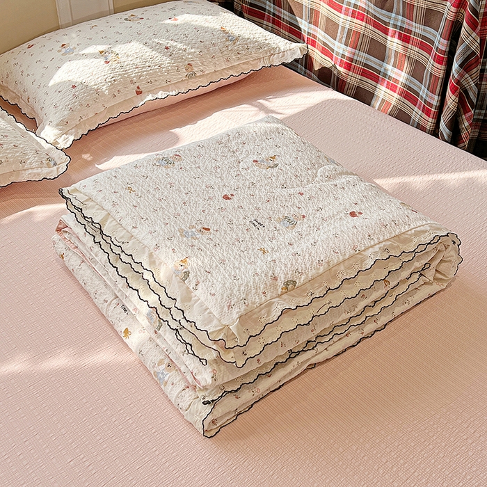 91家纺网 家纺一手货源 找家纺 梦莱斯 2026新款印花夏被四件套 可爱小熊