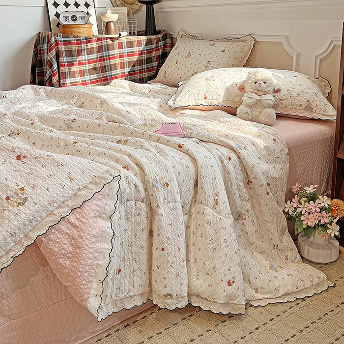 91家纺网 家纺一手货源 找家纺 梦莱斯 2026新款印花夏被四件套 可爱小熊