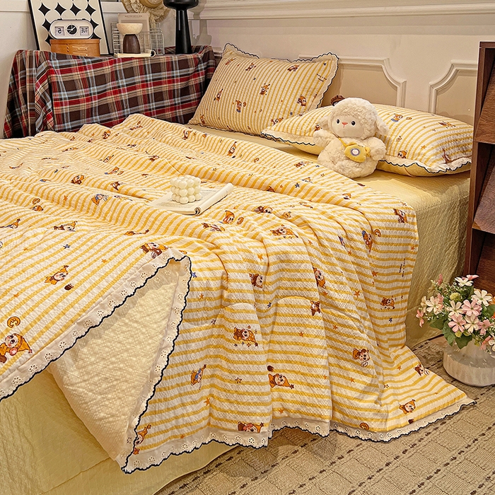 91家纺网 家纺一手货源 找家纺 梦莱斯 2026新款印花夏被四件套 可爱星星人