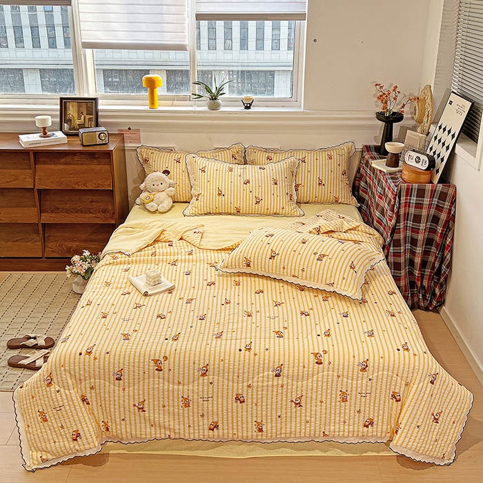 91家纺网 家纺一手货源 找家纺 梦莱斯 2026新款印花夏被四件套 可爱星星人