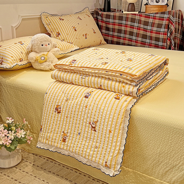 91家纺网 家纺一手货源 找家纺 梦莱斯 2026新款印花夏被四件套 可爱星星人