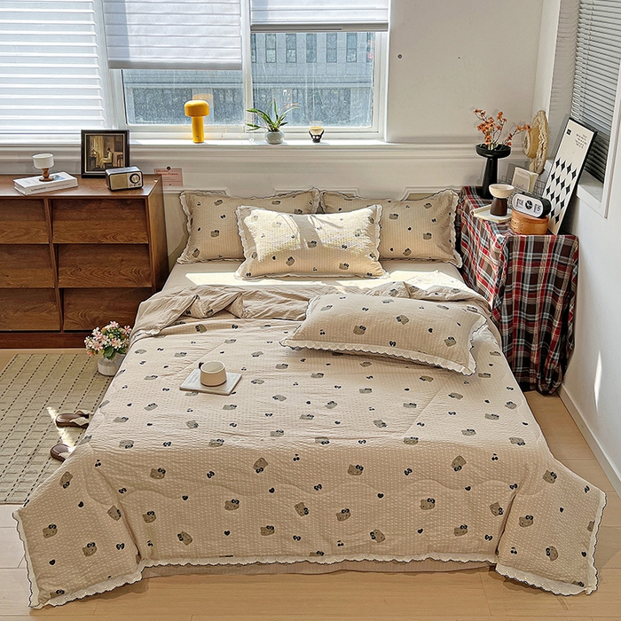 91家纺网 家纺一手货源 找家纺 梦莱斯 2026新款印花夏被四件套 可爱Kitty