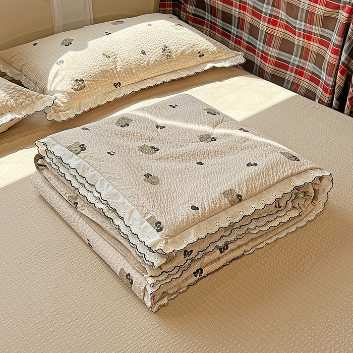 91家纺网 家纺一手货源 找家纺 梦莱斯 2026新款印花夏被四件套 可爱Kitty