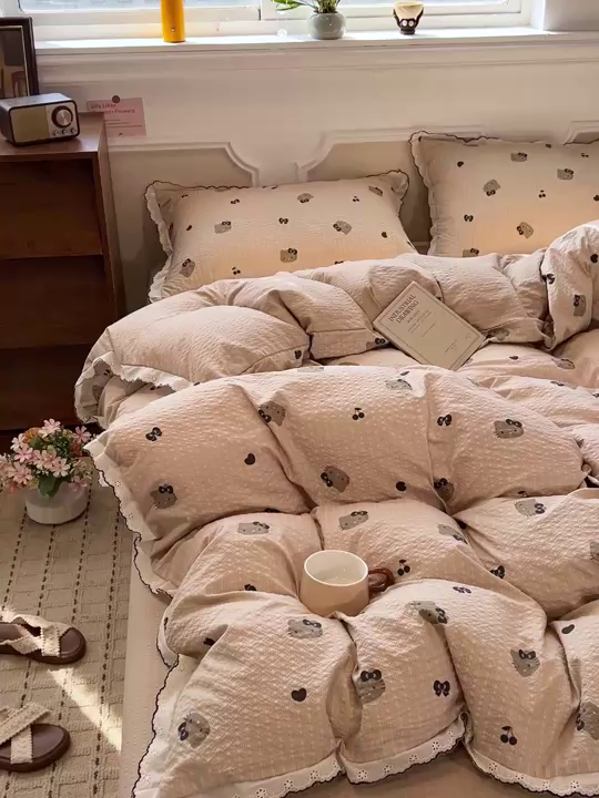 91家纺网 家纺一手货源 找家纺 梦莱斯 2026新款印花夏被四件套 可爱Kitty