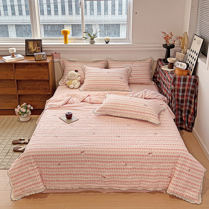 91家纺网 家纺一手货源 找家纺 梦莱斯 2026新款印花夏被四件套 泡芙小狗