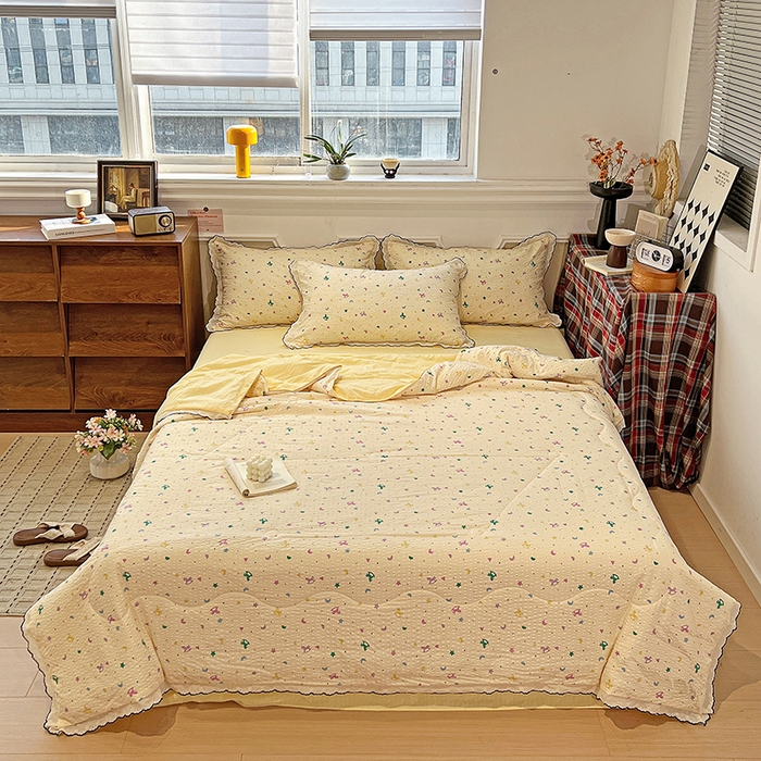 91家纺网 家纺一手货源 找家纺 梦莱斯 2026新款印花夏被四件套 五彩缤纷