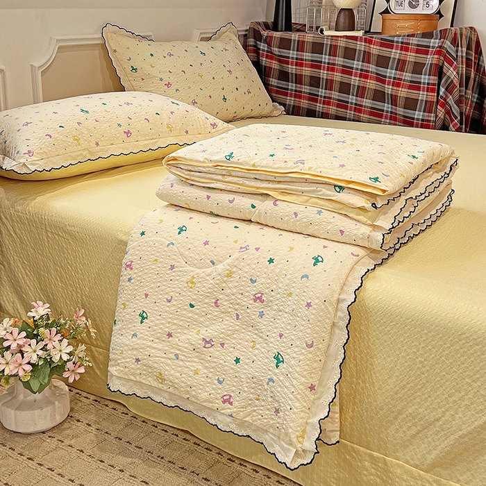 91家纺网 家纺一手货源 找家纺 梦莱斯 2026新款印花夏被四件套 五彩缤纷