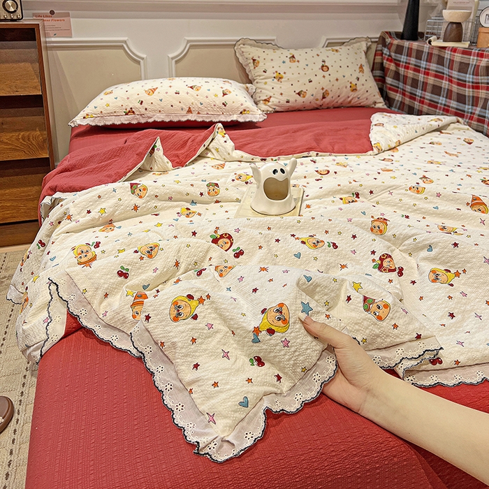 梦莱斯 2026新款印花夏被四件套 星星人-红